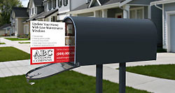 Mailbox with a direct mail promotional piece sticking out of it.
